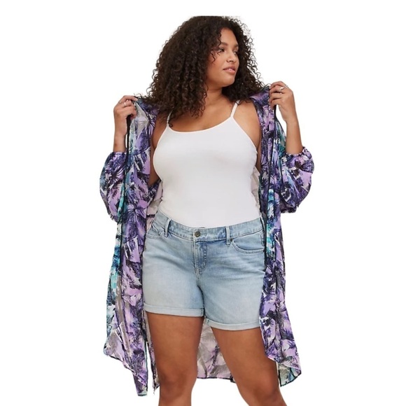 TORRID CHIFFON MIDI SHEER JACKET- SIZE 1 - Picture 4 of 5